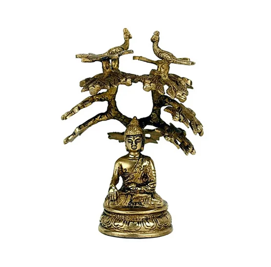 Statue bouddha sakyamuni avec arbre de la bodhi