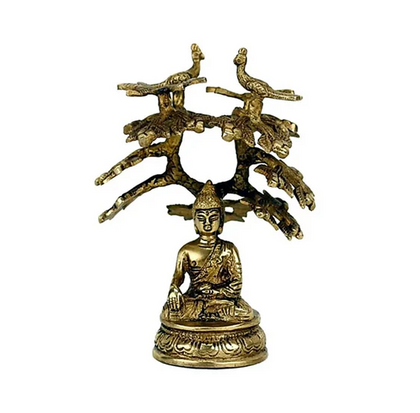 Statue bouddha sakyamuni avec arbre de la bodhi