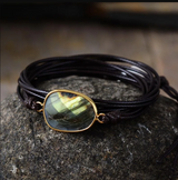 Armband, Labradorit, braune Farbe - Tibetwelt