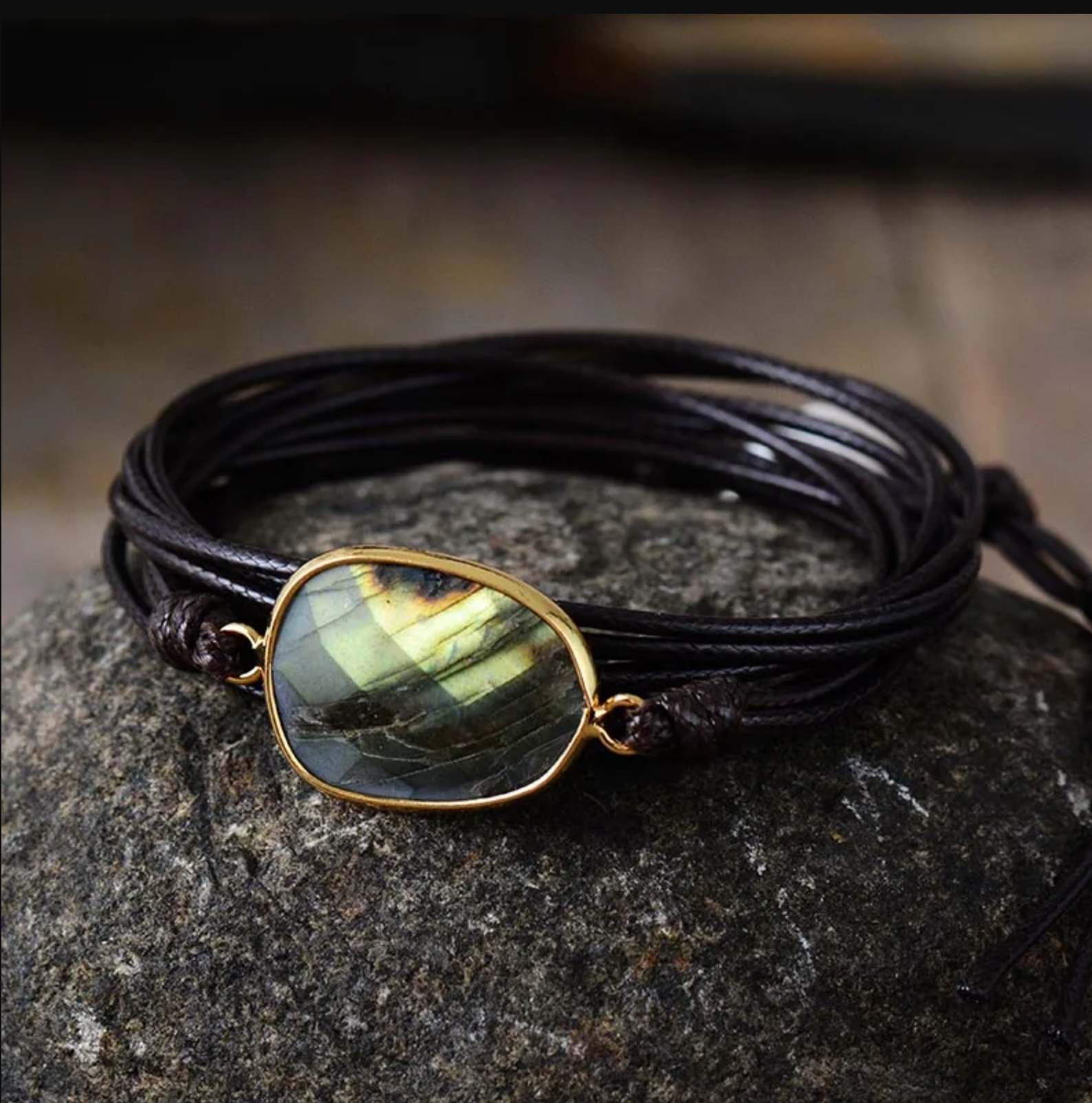 Armband, Labradorit, braune Farbe - Tibetwelt