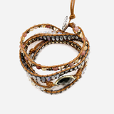 Wickelarmband aus Jaspis und Kristallen