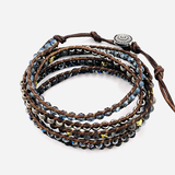 Wickelarmband aus Onyx und Kristall