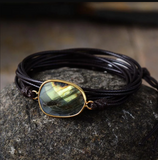 bracelet wrap labradorite couleur brun - Univers Tibet