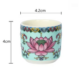 Buddhistische Lotus-Tassen für Opfergaben - Set von 3, blau - Tibetwelt