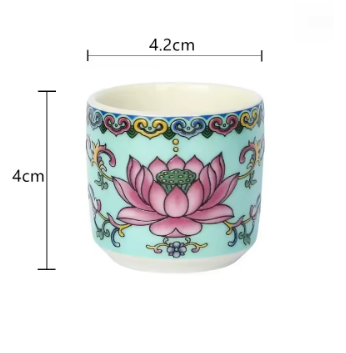 Buddhistische Lotus-Tassen für Opfergaben - Set von 3, blau - Tibetwelt