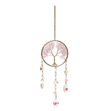 Attrape-Soleil Arbre de Vie en Quartz Rose - univers tibet