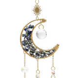 Attrape-Soleil Lune en Lapis Lazuli et Cristal - univers tibet