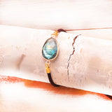 BRACELET, KORD, VERSTELLBAR, LABRADORIT - Tibetwelt