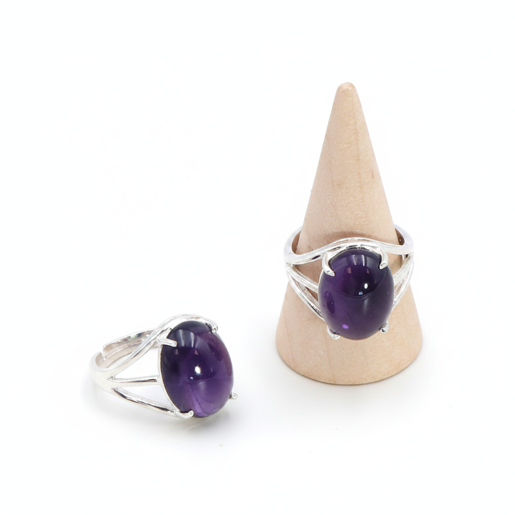 Bague Eclat de sagesse en Améthyste AA & argent 925 - univers tibet