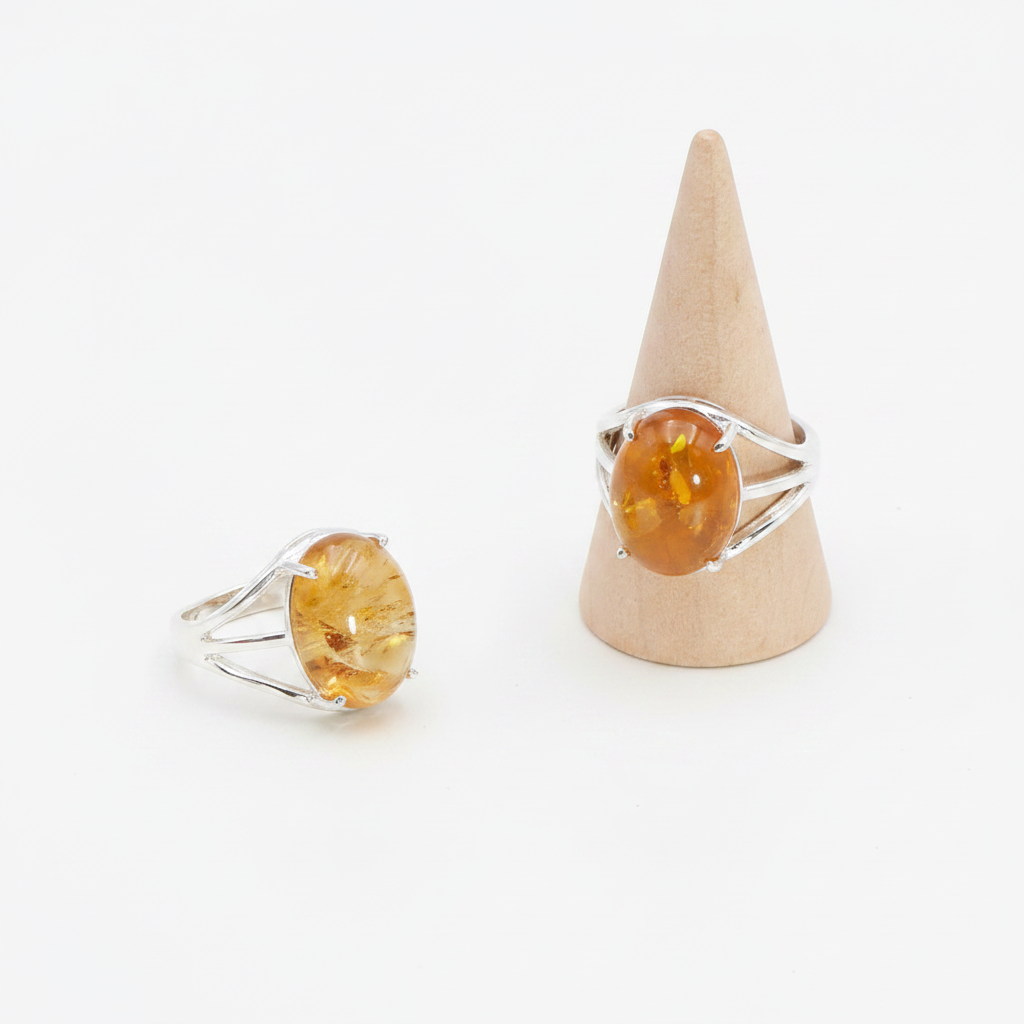 Bague Eclat solaire en citrine AA & argent 925 - univers tibet