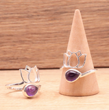 Bague Lotus Améthysté en Argent 925 – Éveil et Sérénité - Univers tibet