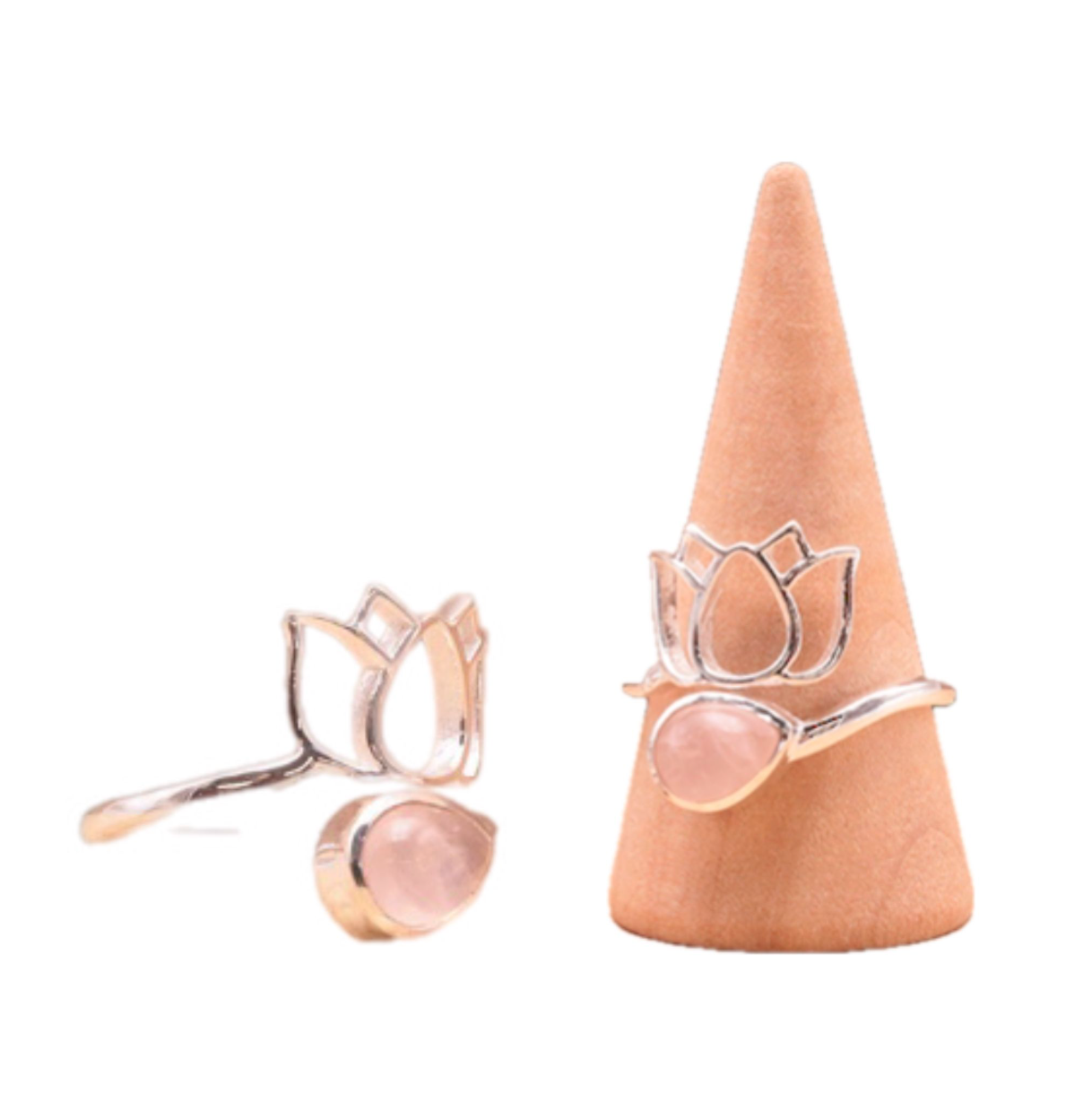 Rose Quarz Lotus Ring & 925er Silber – Liebe & Zärtlichkeit - Tibetwelt