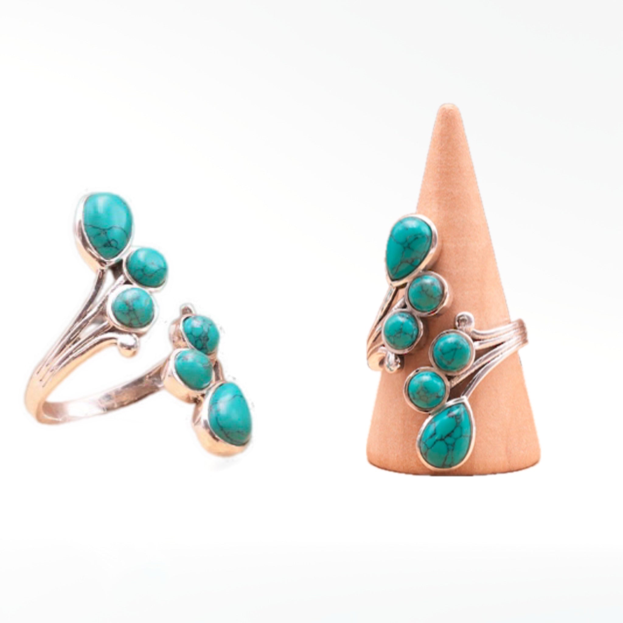 Turquoise-Himmel-Ring aus 925er Silber - Tibetwelt