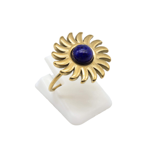 Bague Soleil « Éclat de Vérité » – Lapis-Lazuli & Acier Inoxydable - UNIVERS TIBET