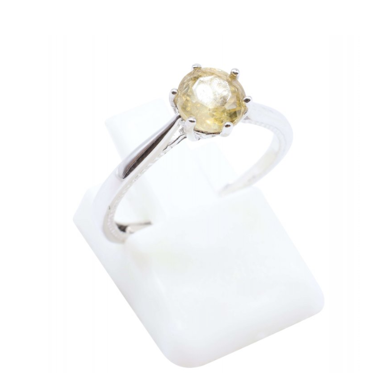Solitär-Ring mit Sonnenstrahl-Design - Citrin & 925er Silber - Tibetwelt