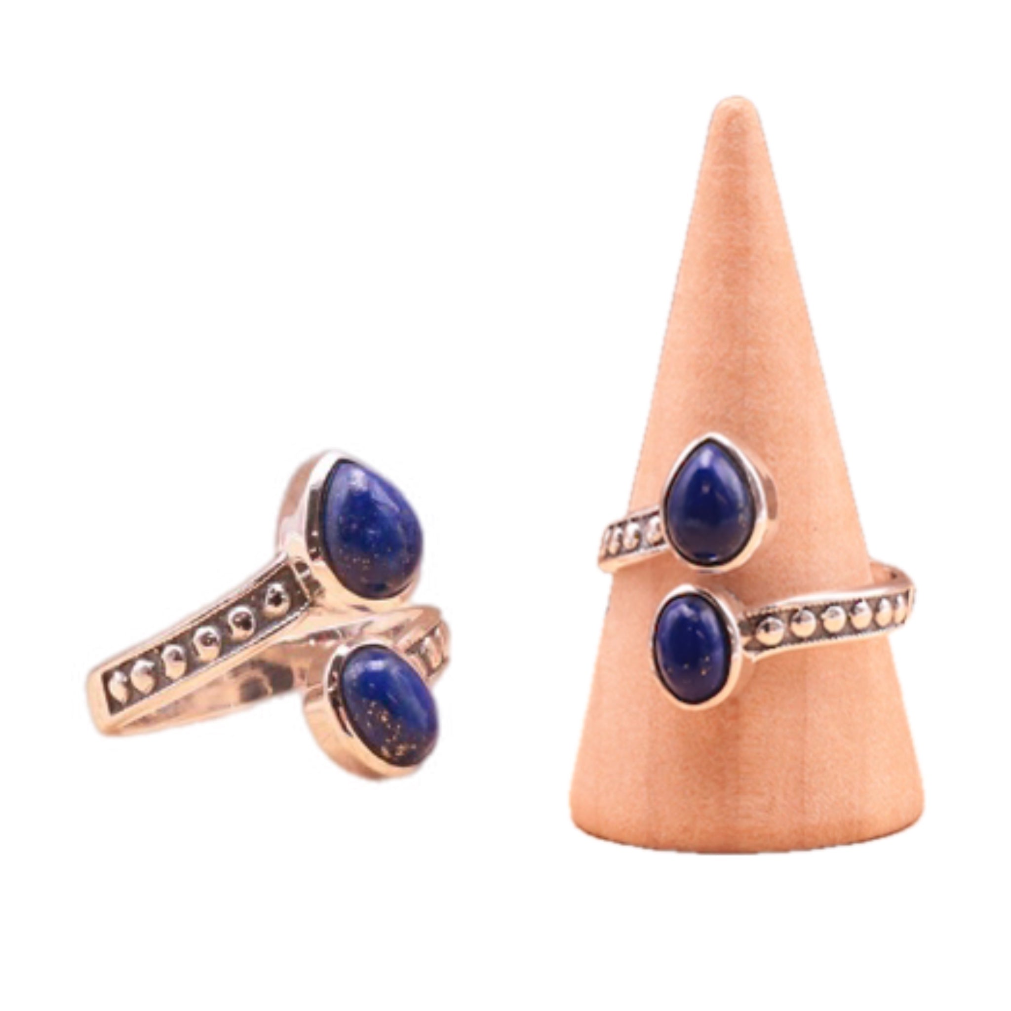 Smaragdene Ring mit Lapislazuli und 925er Silber - Tibetwelt