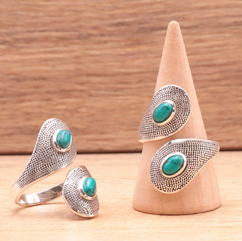 Azur-Ring – 925er Silber & Natürlicher Türkis – Tibetwelt