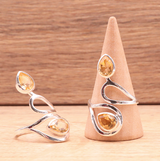 Ambre-Ring aus 925er Silber und Citrin - Tibetwelt