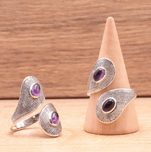 Purpurfarbene Aufwach-Kette – Amethyst & 925er Silber – Tibetwelt