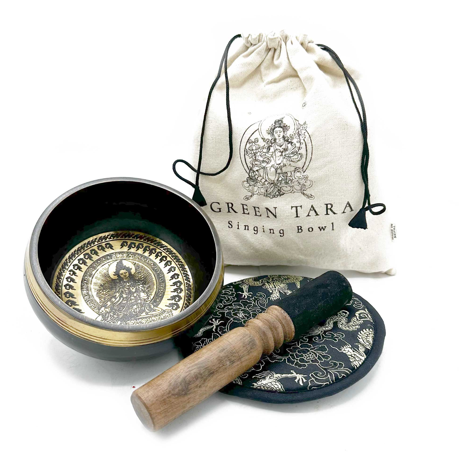 Tibetan Singing Bowl, Grün, Tara - Tibetwelt