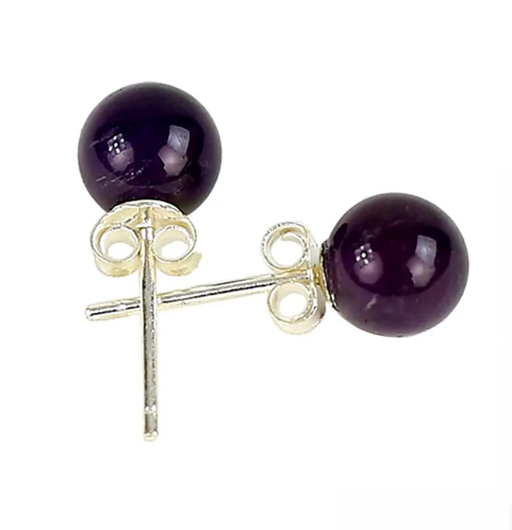 Ohrringe, Amethyst-Tränen der Weisheit, Silber - Tibetwelt