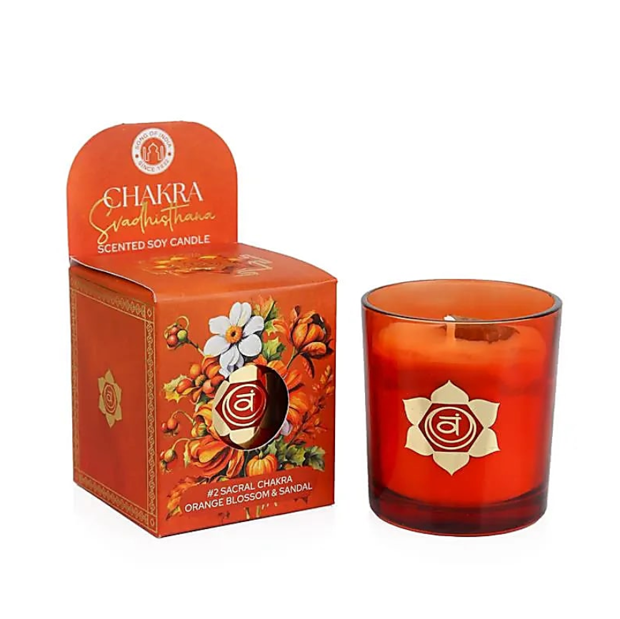 Bougie Chakra Svadhisthana – Fleur d’Oranger & Santal – Créativité & Équilibre - univers tibet