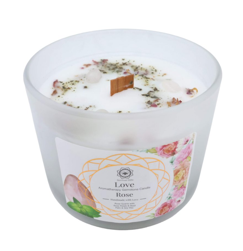 Kerze Green Tree Amour – Quarzrose & Rose (256 g) - Tibetwelt
