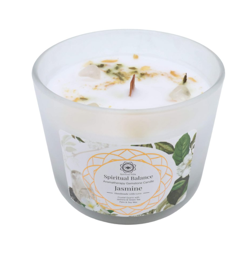 Grüne Kerze Green Tree – Spirituelle Balance – Rosenstein & Jasmin (256 g) - Tibetwelt