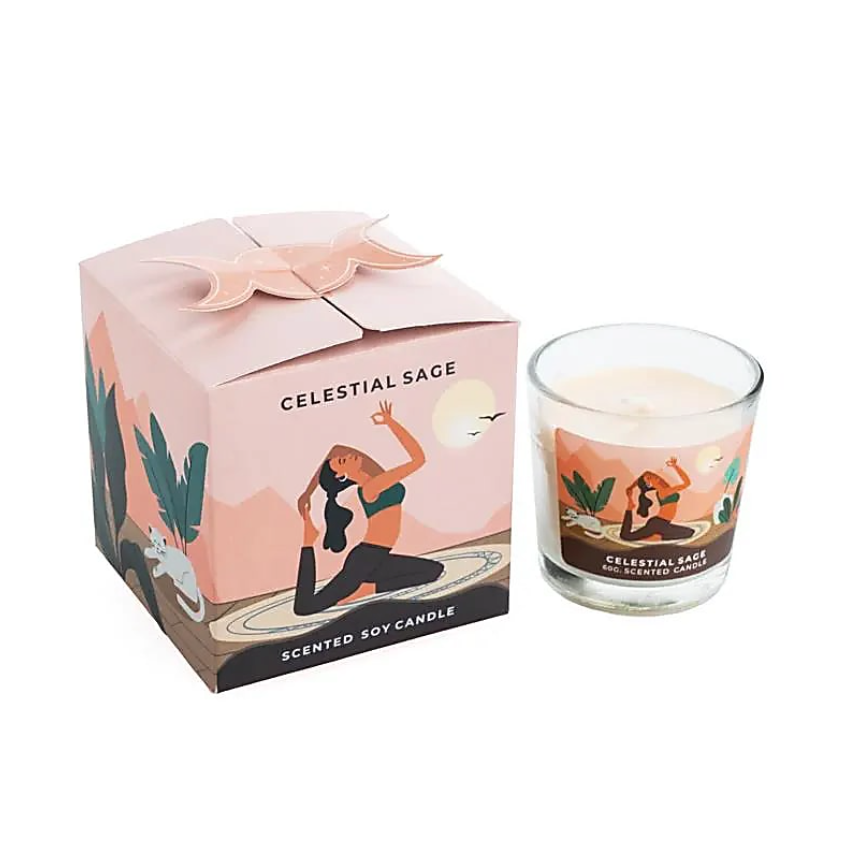 Kerze aus Sojawachs Moonshine Yoga Sage - Set von 4 - Tibetwelt