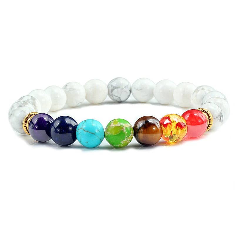 Armband 7 Chakren, weiß-Multicolor, Tibet