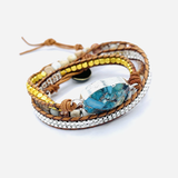 Bracelet Wrap Harmonie de la Terre - Turquoise Impériale - Univers Tibet