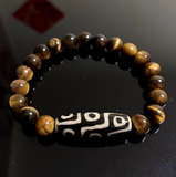 Bracelet Agate Dzi 9 Yeux Bénédiction - Oeil de Tigre - Univers Tibet