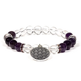 Armband aus Amethyst, Kristall und Fleur de Vie-Blume - Tibetwelt
