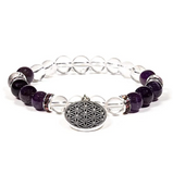 Bracelet Améthyste Cristal de Roche Fleur de Vie - Univers Tibet
