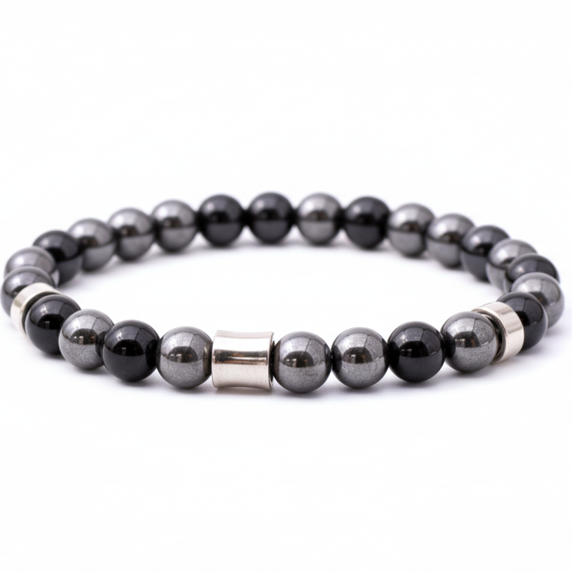 Armband zur Erdung und zum Schutz – Hämatit und Schwarzer Onyx - Tibetwelt