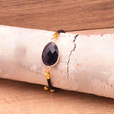 Bracelet Aube Violette – Améthyste & Cordon Ajustable Doré - univers tibet