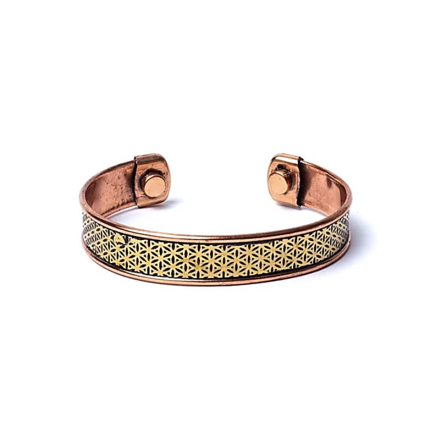 Cuprinarmband mit Magnet und Gold-Fleur de Vie - Tibetwelt