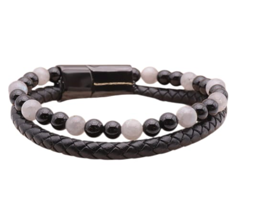 Armband Duo Labradorit und Onyx – Schutz und Erdung - Tibetwelt
