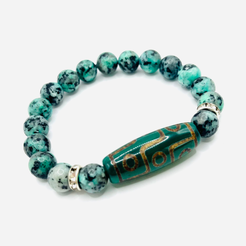 Dzi-Armband mit 3 Augen - Glück - Blau - Tibetwelt