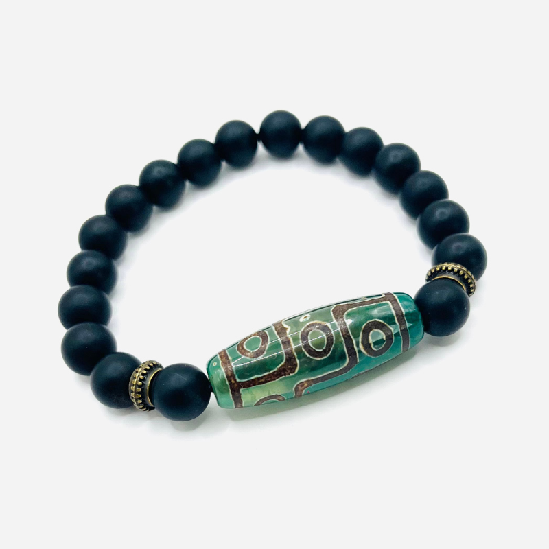 Dzi-Armband mit 3 Augen - Glück - Schwarz - Tibetwelt