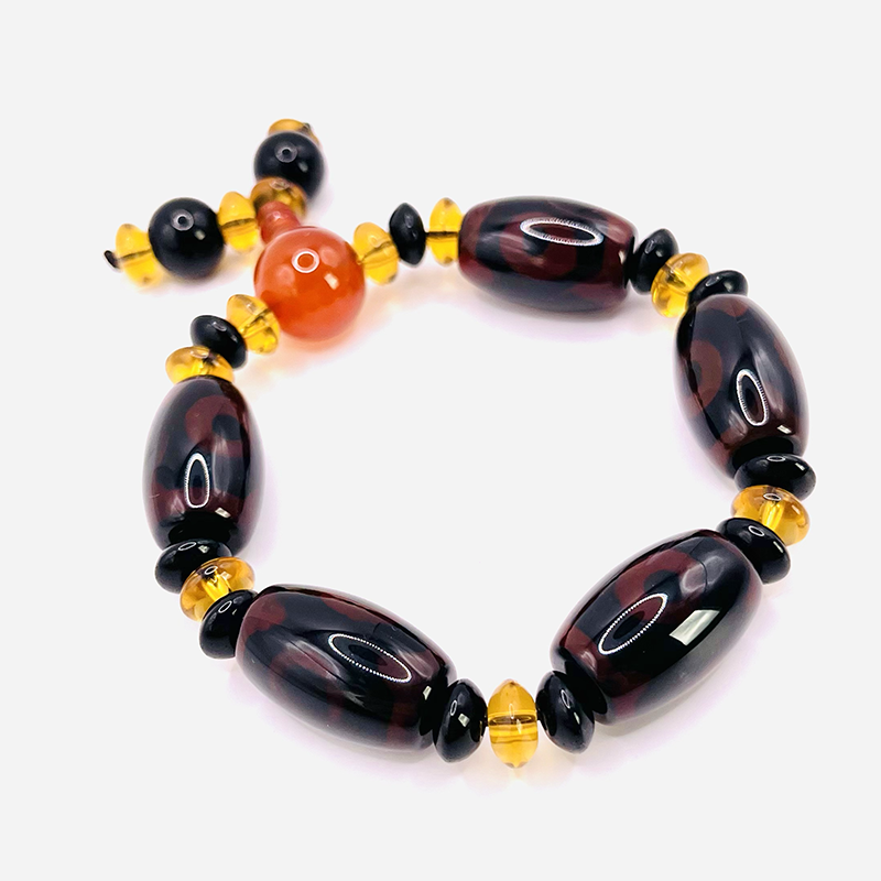 Armband Dzi mit drei Augen - Wohlstand - Braun - Tibetwelt