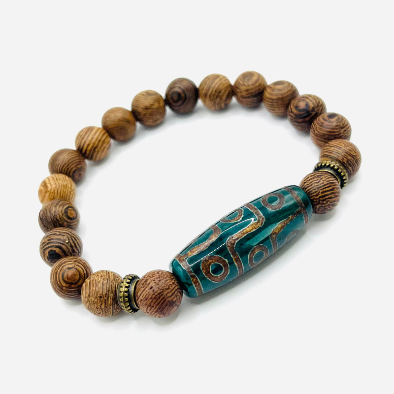 Dzi-Armband mit 9 Augen - Holz - Tibetwelt