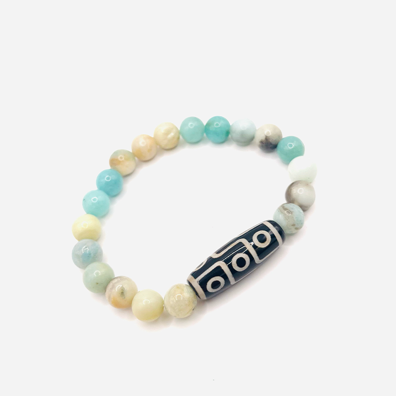 Armband Dzi mit 9 Augen, Harmonie - Amazonit - Tibetwelt