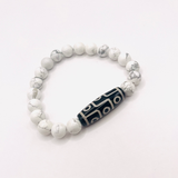 Armband Dzi mit 9 Augen, Howlit - Tibetwelt