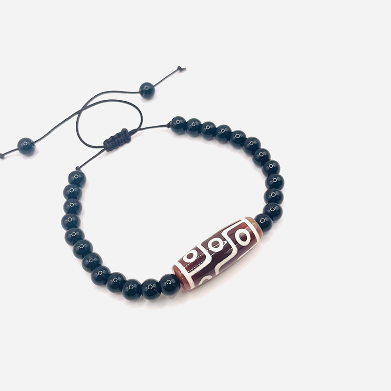 Armband Dzi mit 9 Augen, Harmonie - Rot - Tibetwelt