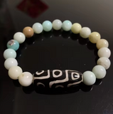 Bracelet Dzi 9 Yeux Harmonie - Amazonite - Univers Tibet