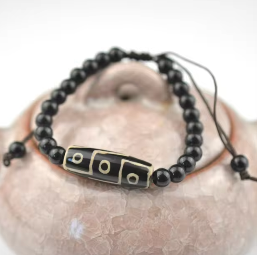 Armband Dzi mit 9 Augen, Harmonie - Schwarz - Tibetwelt