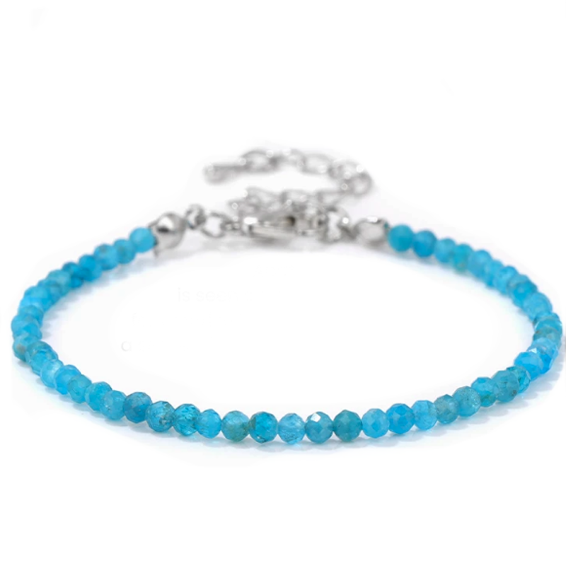 Armband Ausdruck und innere Entfaltung - Facettierte blaue Apatit - Tibetwelt