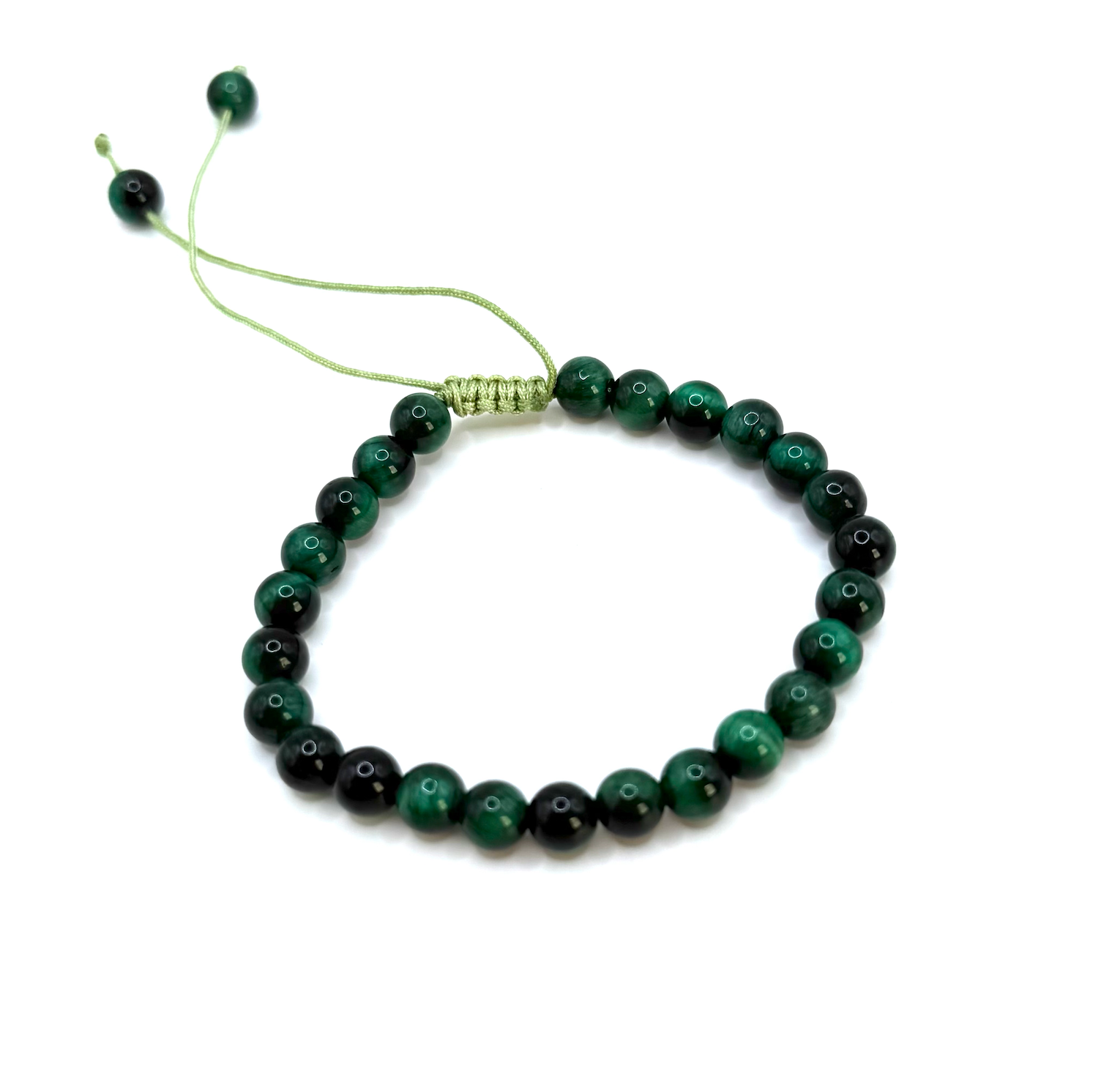 Armband Innere Stärke – Verstellbar mit grünem Tigeraugen – Tibetwelt