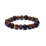 Bracelet Force Intérieure en Rudraksha, Œil de Tigre et Pierre de Lave - Univers Tibet